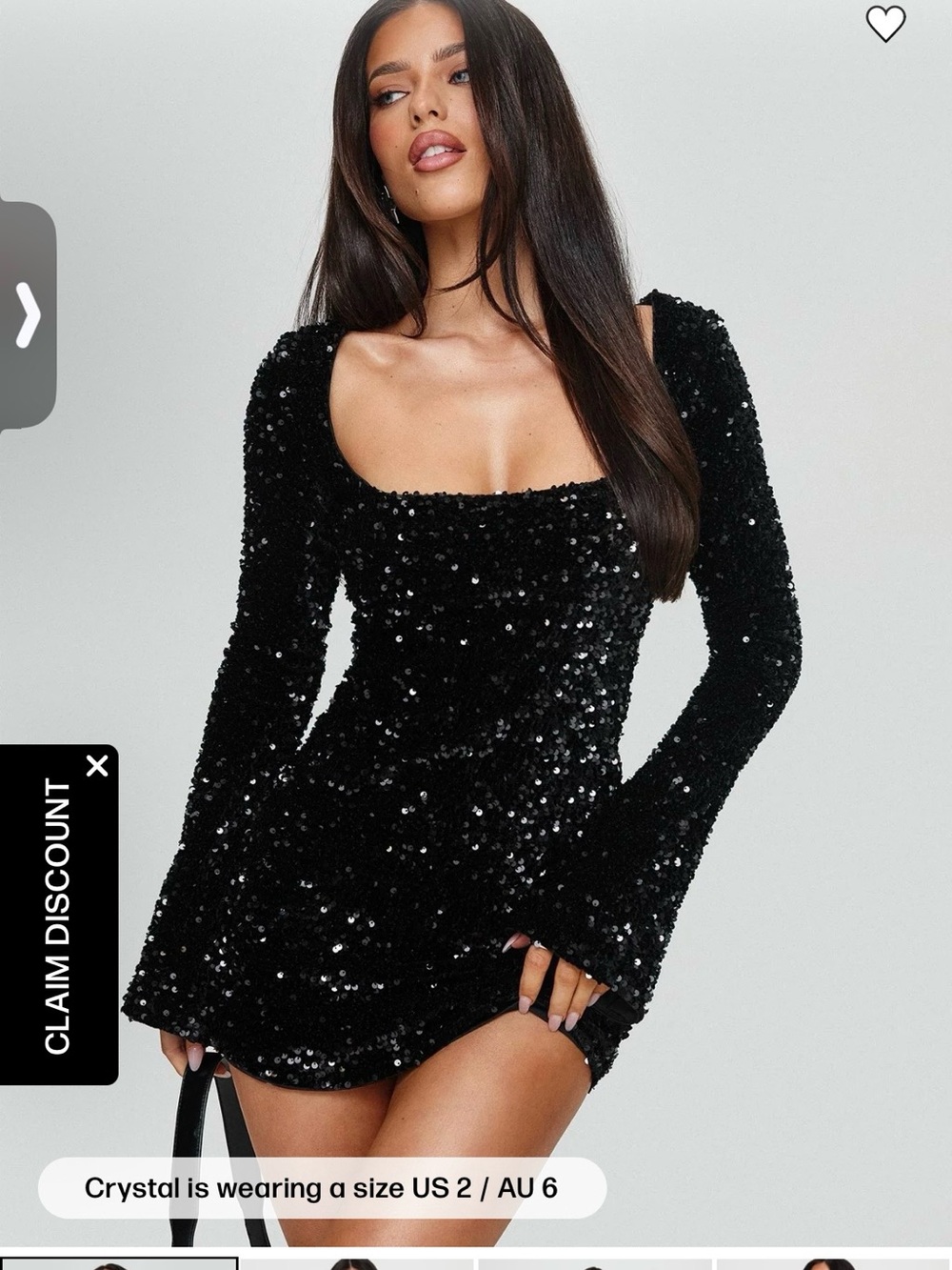 Princess Polly Black Sequin Long Sleeve Mini Dress